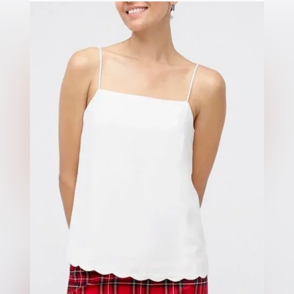 J.Crew Scalloped Hem Spaghetti Strap Lined Cami Top